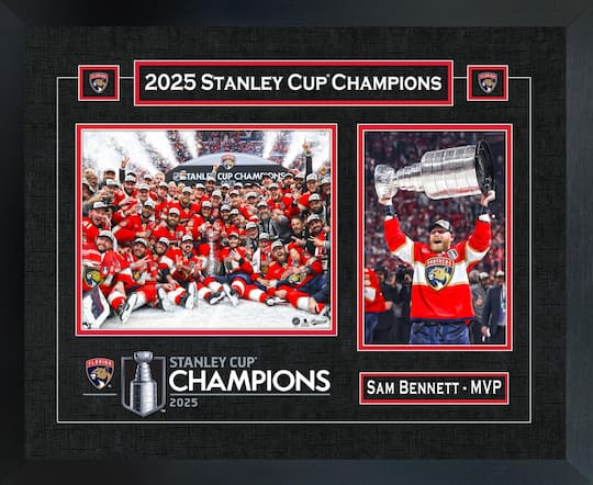 Sam Bennett Florida Panthers 2025 Stanley Cup Champions 18" x 22" Player Championship Frame 22" x 18"